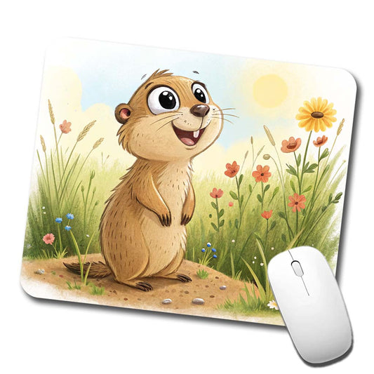 Prairie Dog Children's Illustration Style Low Profile Mouse Pad Mat