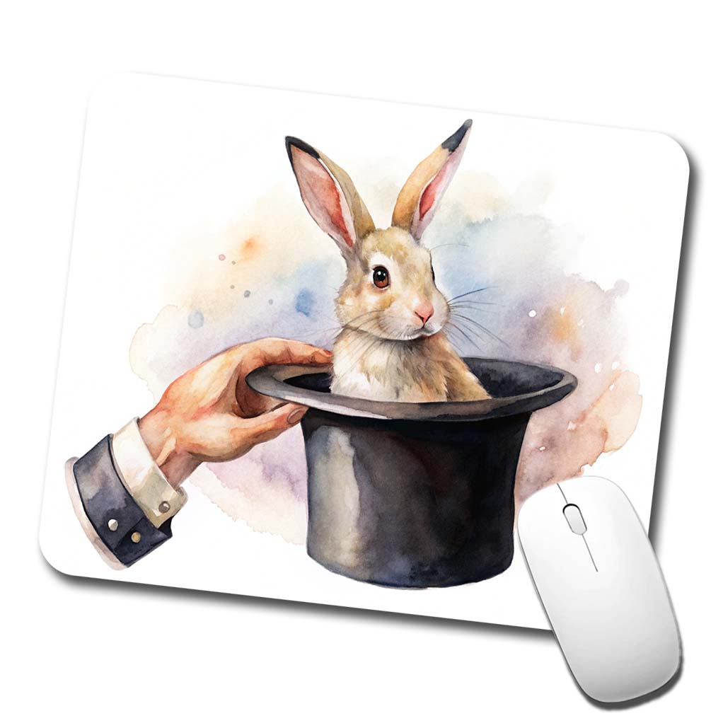 Rabbit Being Pulled Out Of A Magician's Hat Low Profile Mouse Pad Mat