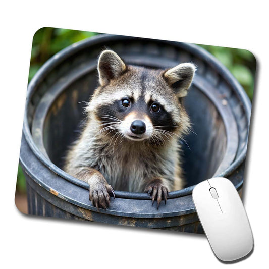 Raccoon In Barrel Trash Panda Low Profile Mouse Pad Mat