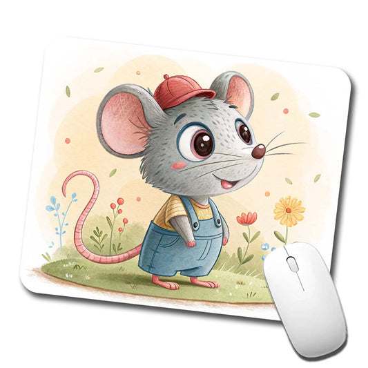 Rat Children's Illustration Style Low Profile Mouse Pad Mat