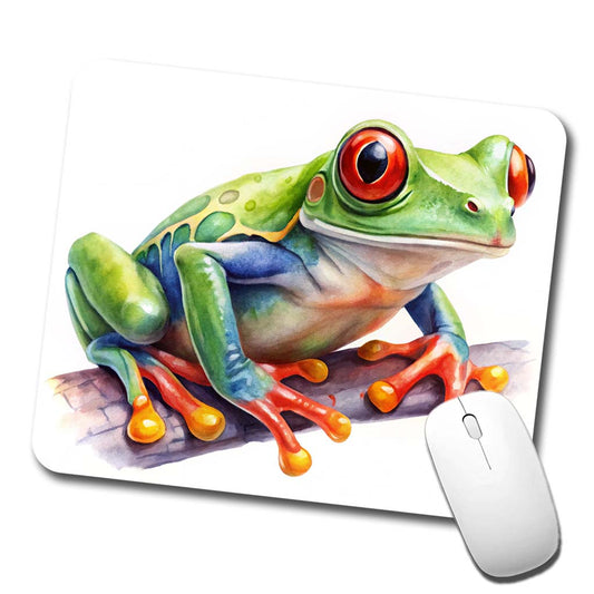 Red Eyed Tree Frog Watercolor Low Profile Mouse Pad Mat