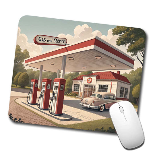 Retro Americana 1950's Gas Station Convenience Store Low Profile Mouse Pad Mat