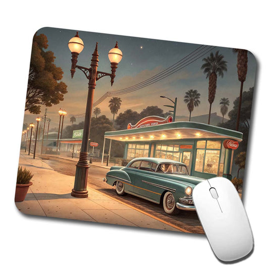 Retro Americana1950's Main Street Diner Low Profile Mouse Pad Mat