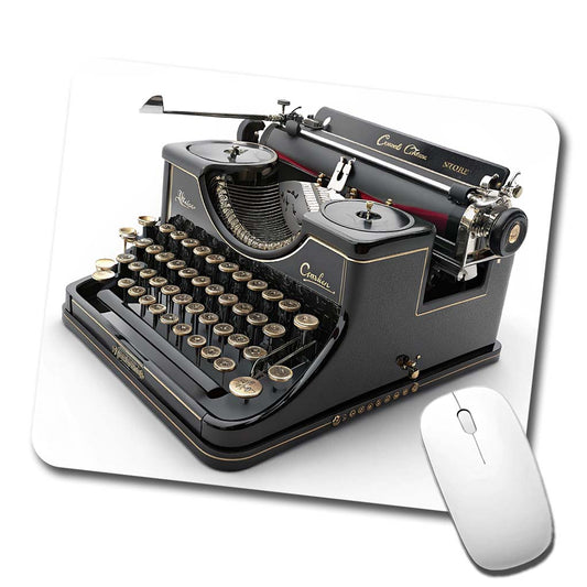 Retro Classic Black Typewriter Low Profile Mouse Pad Mat