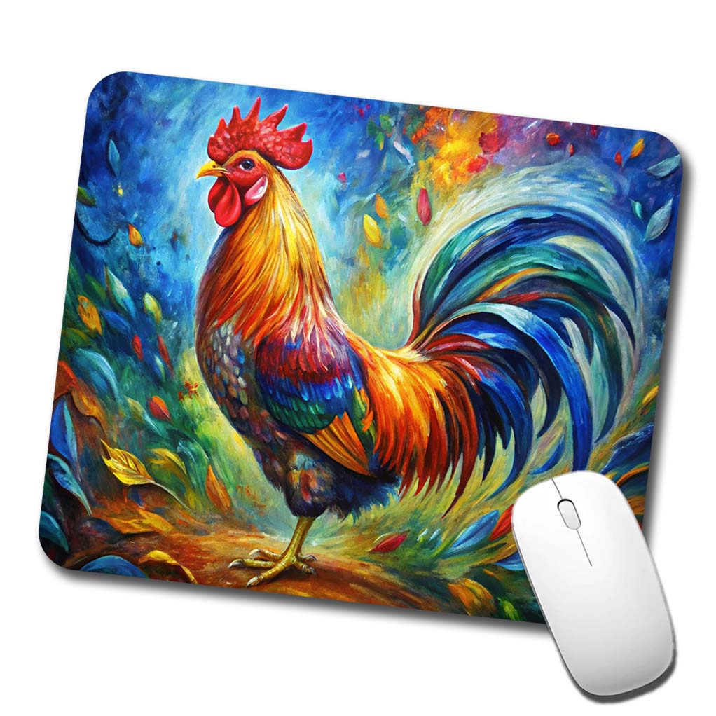 Rooster Abstract Art Low Profile Mouse Pad Mat