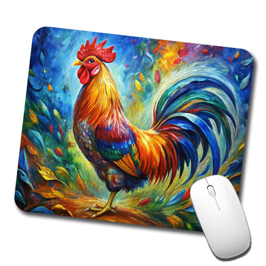 Rooster Abstract Art Low Profile Mouse Pad Mat
