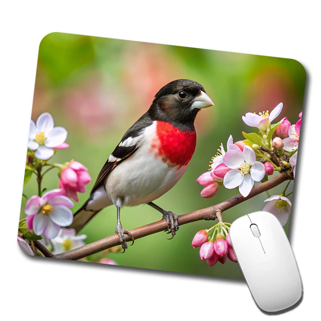 Rose Breasted Grosbeak Backyard Bird Low Profile Mouse Pad Mat