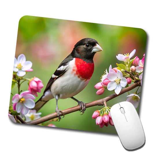 Rose Breasted Grosbeak Backyard Bird Low Profile Mouse Pad Mat