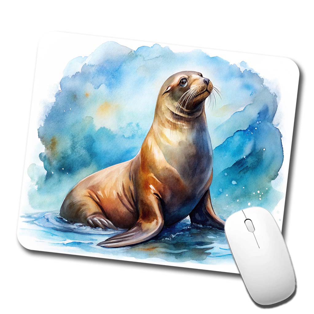 Sea Lion Watercolor Low Profile Mouse Pad Mat