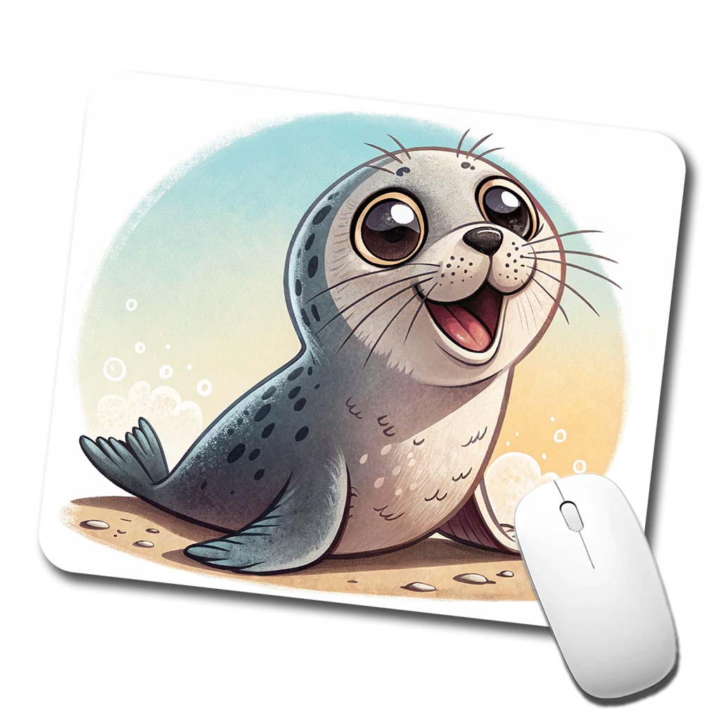 Seal Children's Illustration Style Low Profile Mouse Pad Mat