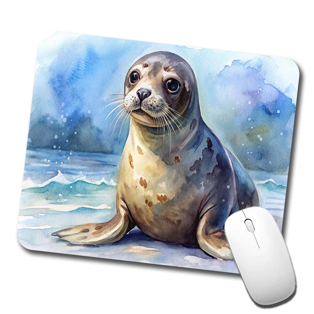 Seal Watercolor Low Profile Mouse Pad Mat