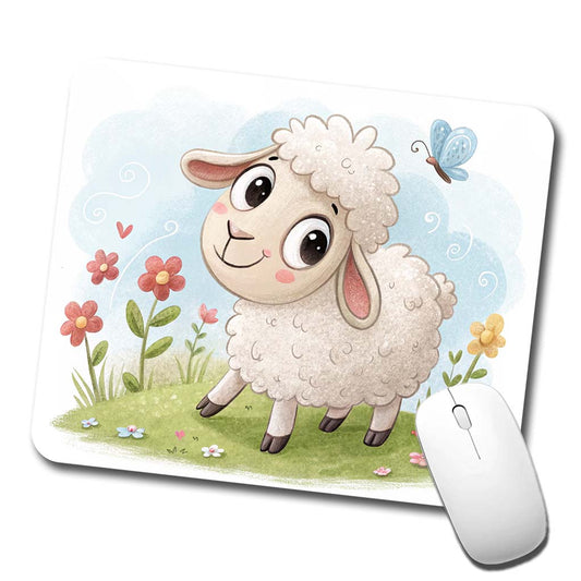 Sheep Lamb Children's Illustration Style Low Profile Mouse Pad Mat