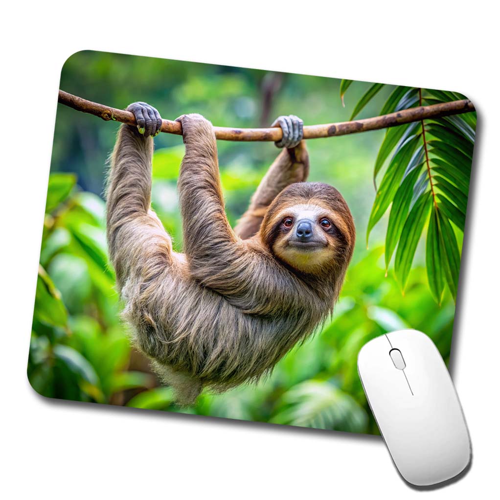 Sloth Hanging From Branch Low Profile Mouse Pad Mat