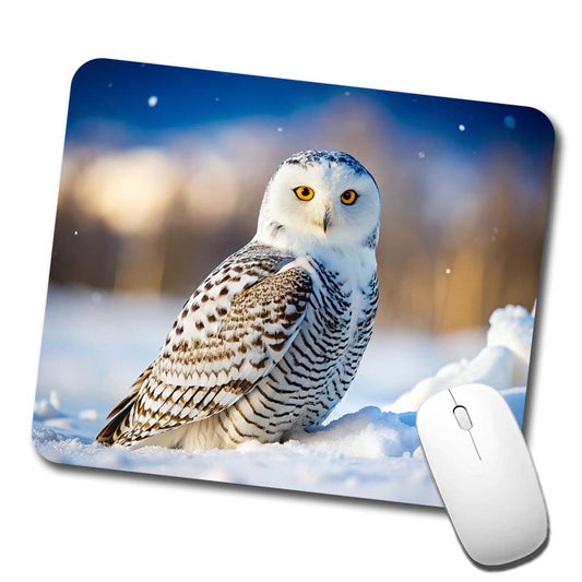 Snowy Owl Raptor Bird Of Prey Low Profile Mouse Pad Mat