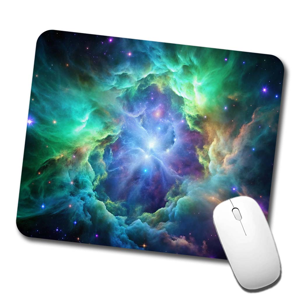 Space Galaxy Nebula Blue Purple Green Low Profile Mouse Pad Mat