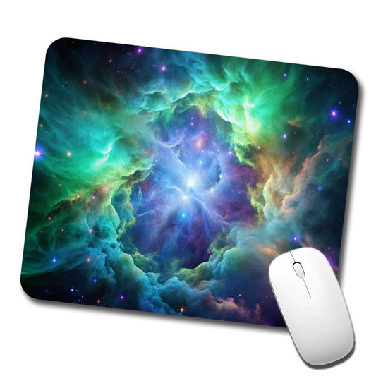 Space Galaxy Nebula Blue Purple Green Low Profile Mouse Pad Mat