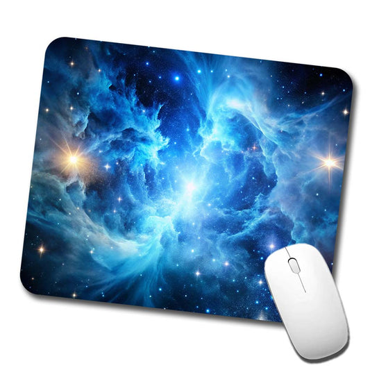 Space Galaxy Nebula Blue White Low Profile Mouse Pad Mat