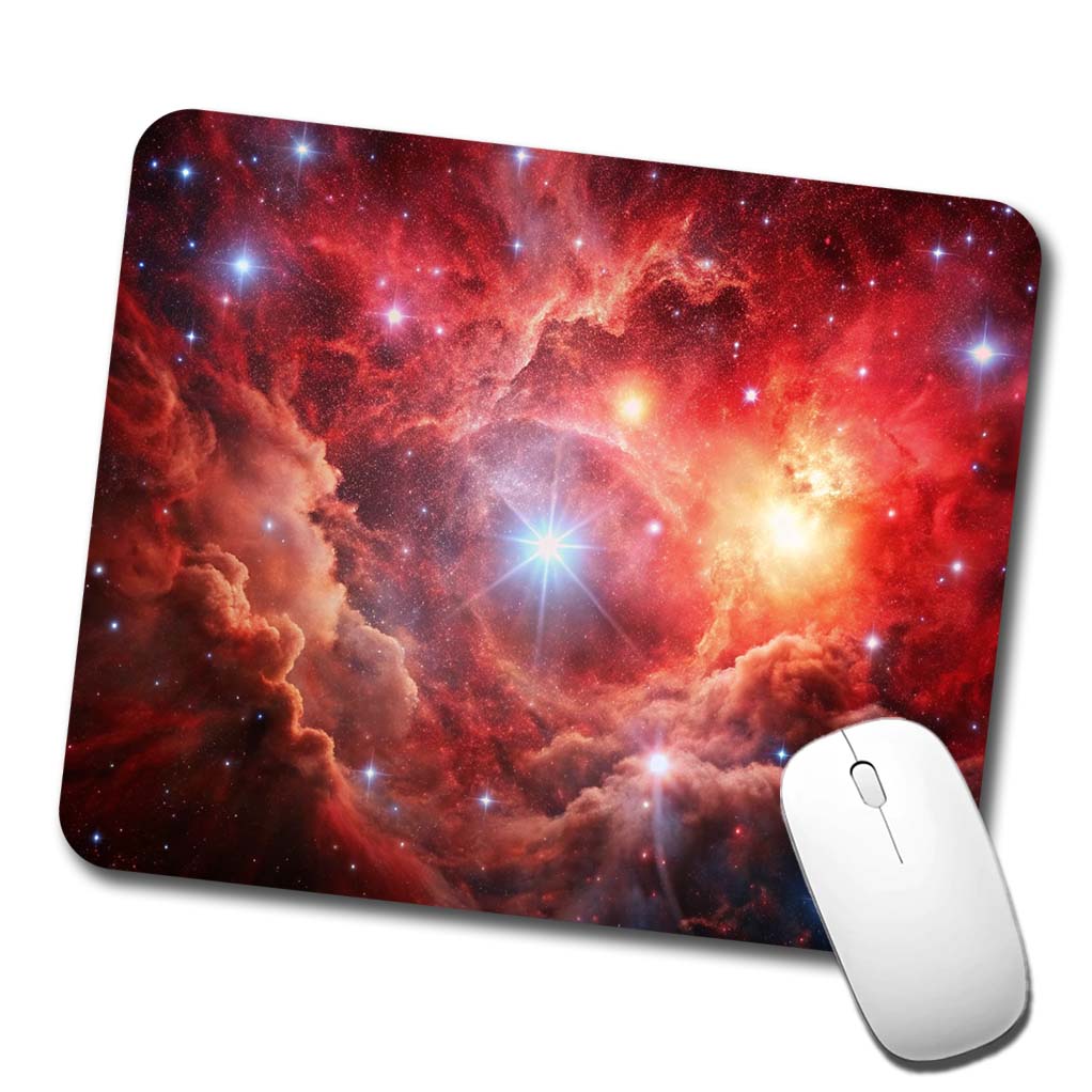 Space Galaxy Nebula Red Low Profile Mouse Pad Mat