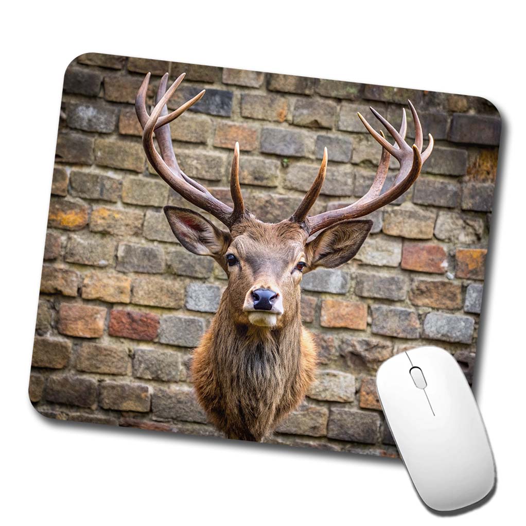Stag's Head Mounted To Wall Low Profile Mouse Pad Mat