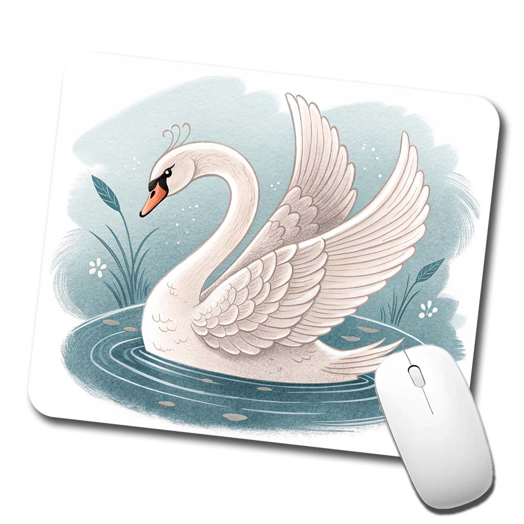 Swan Children's Illustration Style Low Profile Mouse Pad Mat