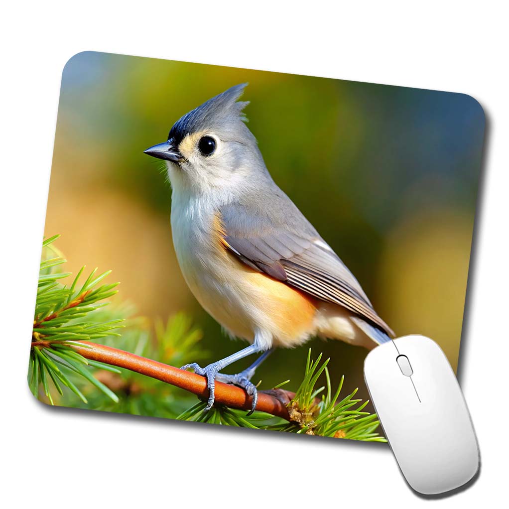 Tufted Titmouse Backyard Bird Low Profile Mouse Pad Mat