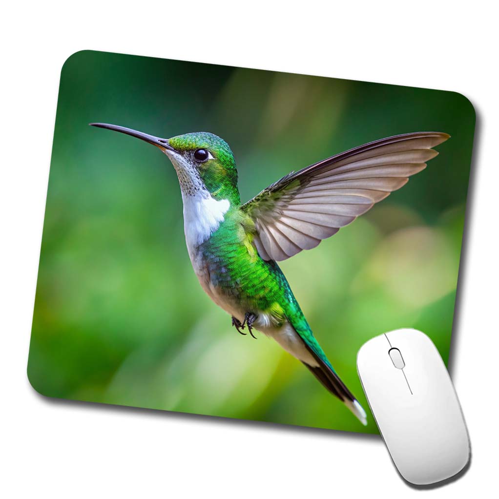 White Chested Emerald Hummingbird Backyard Bird Low Profile Mouse Pad Mat