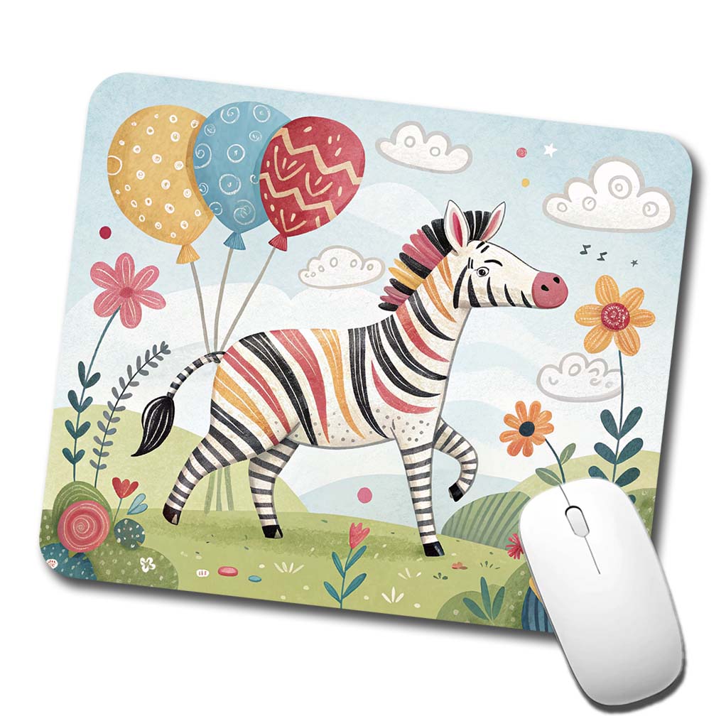 Zebra Children's Illustration Style Low Profile Mouse Pad Mat