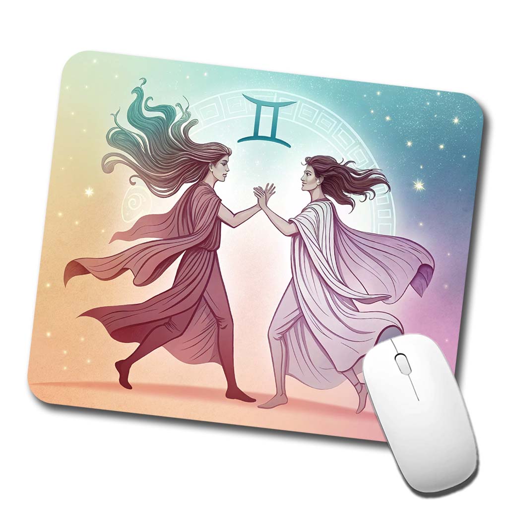Zodiac Horoscope Symbol Gemini Twins Low Profile Mouse Pad Mat