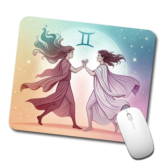 Zodiac Horoscope Symbol Gemini Twins Low Profile Mouse Pad Mat