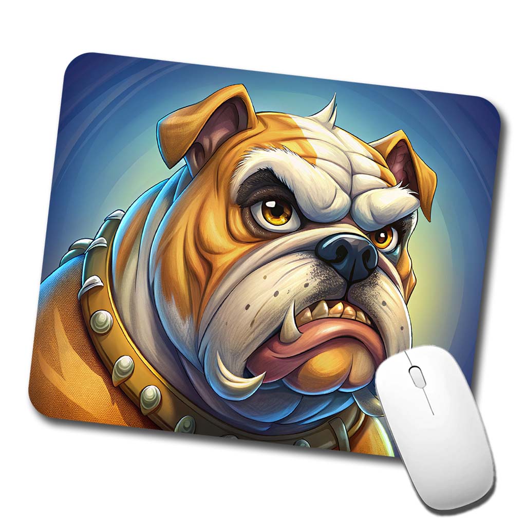 Angry Mad Bulldog Face School Mascot Low Profile Mouse Pad Mat
