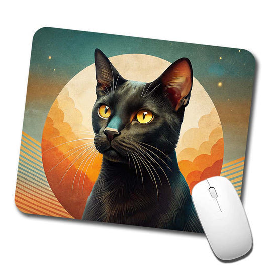 Black Cat Contemporary Art Low Profile Mouse Pad Mat