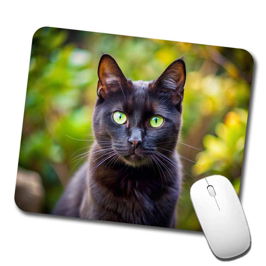 Black Cat Photo Low Profile Mouse Pad Mat