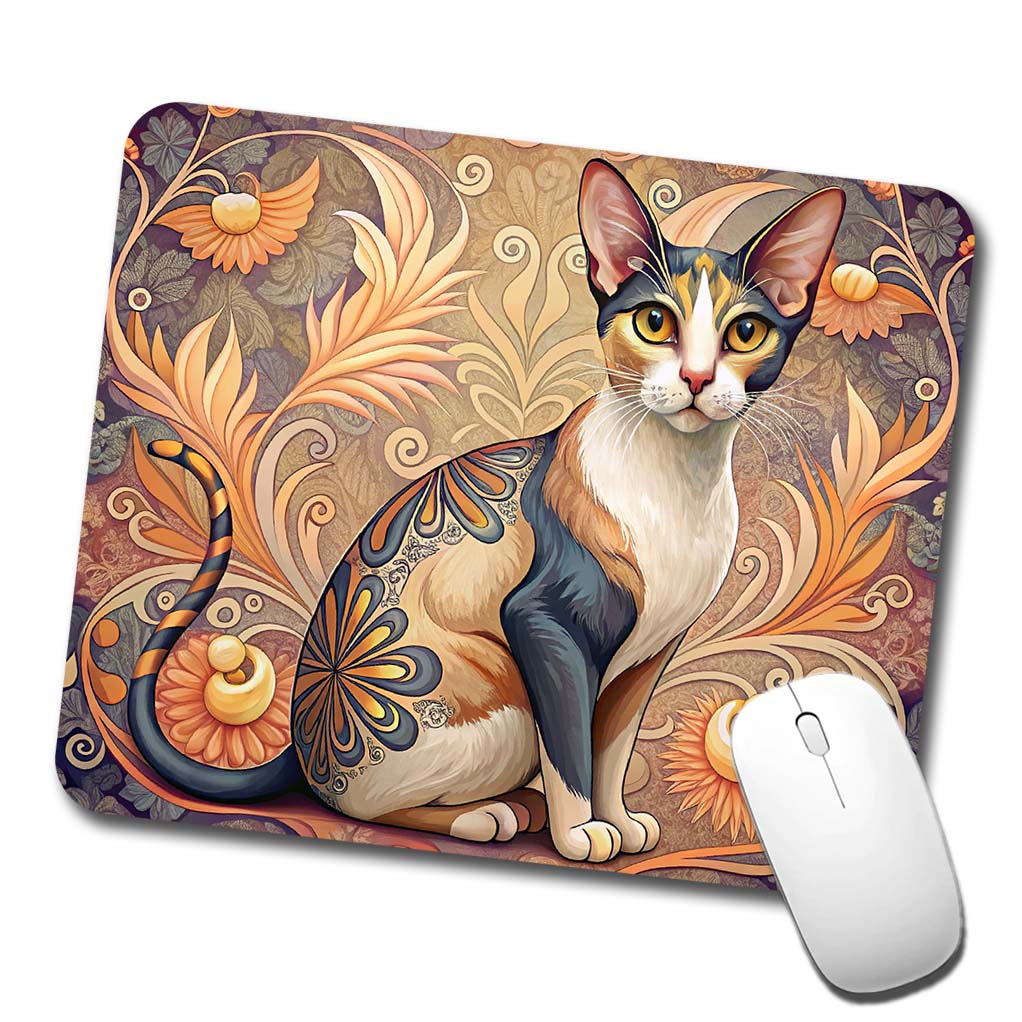 Calico Cat Art Nouveau Low Profile Mouse Pad Mat