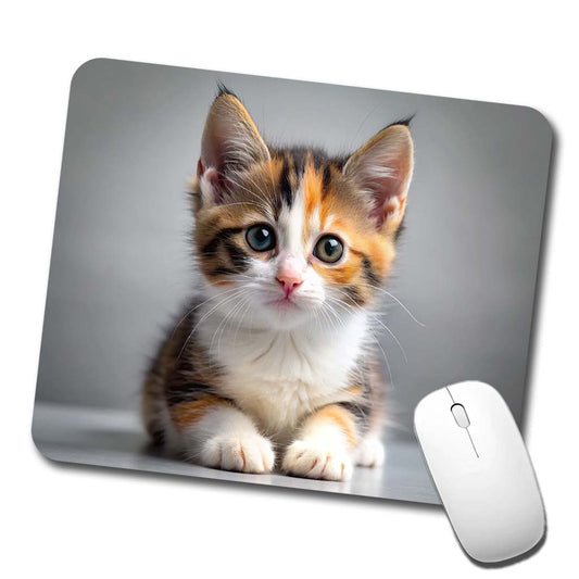 Calico Cat Kitten Photo Low Profile Mouse Pad Mat
