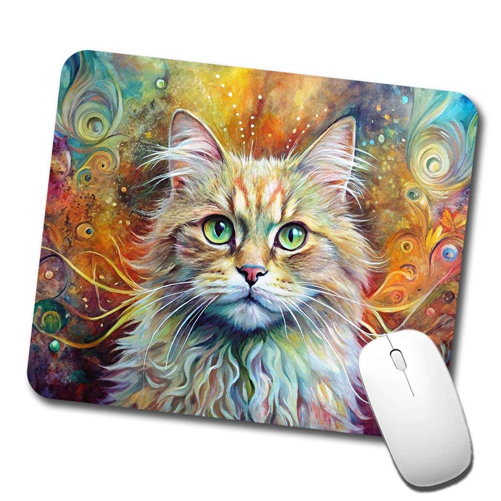 Persian Cat Abstract Art Low Profile Mouse Pad Mat