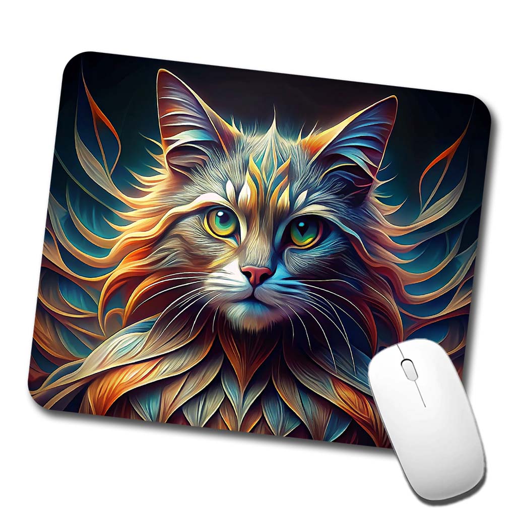 Persian Cat Abstract Stylized Art Low Profile Mouse Pad Mat