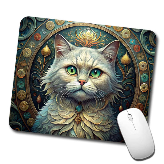 Persian Cat Art Nouveau Low Profile Mouse Pad Mat