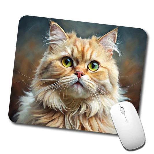 Persian Cat Illustration Low Profile Mouse Pad Mat