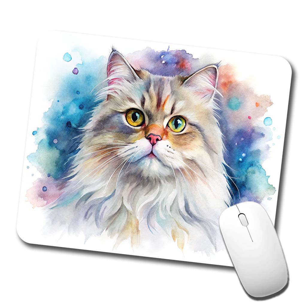 Persian Cat Watercolor Style Low Profile Mouse Pad Mat