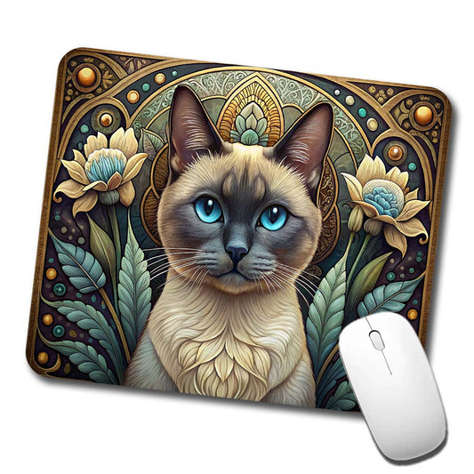 Siamese Cat Art Nouveau Low Profile Mouse Pad Mat
