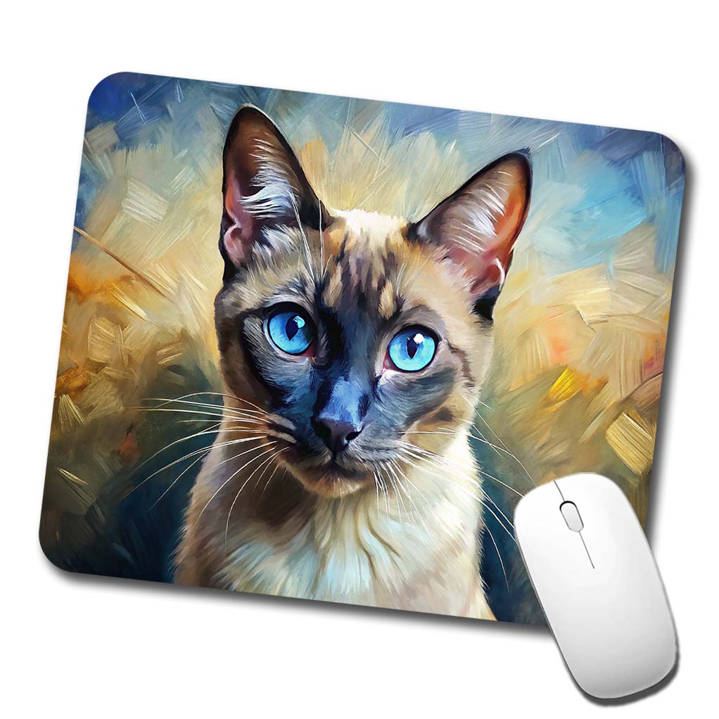 Siamese Cat Expressionism Art Low Profile Mouse Pad Mat