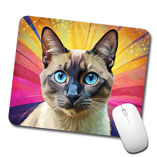 Siamese Cat Pop Art Low Profile Mouse Pad Mat