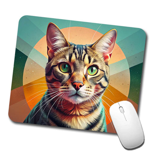 Tabby Cat Contemporary Art Low Profile Mouse Pad Mat