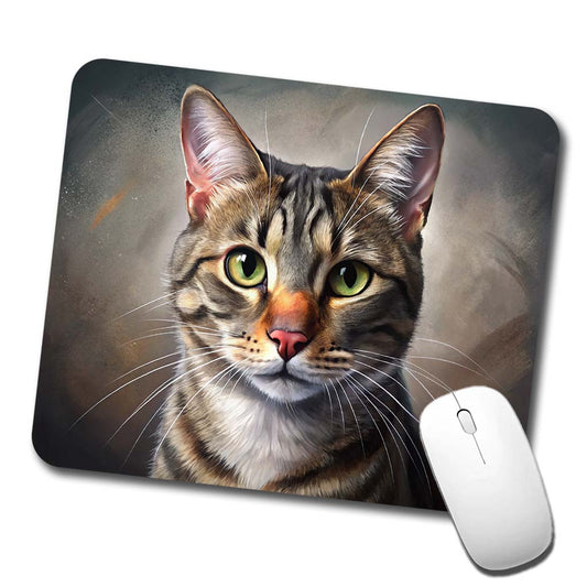 Tabby Cat Illustration Low Profile Mouse Pad Mat