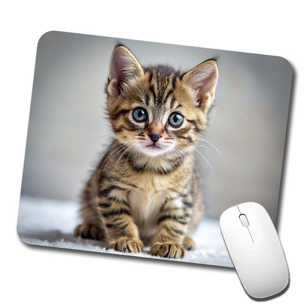 Tabby Cat Kitten Photo Low Profile Mouse Pad Mat