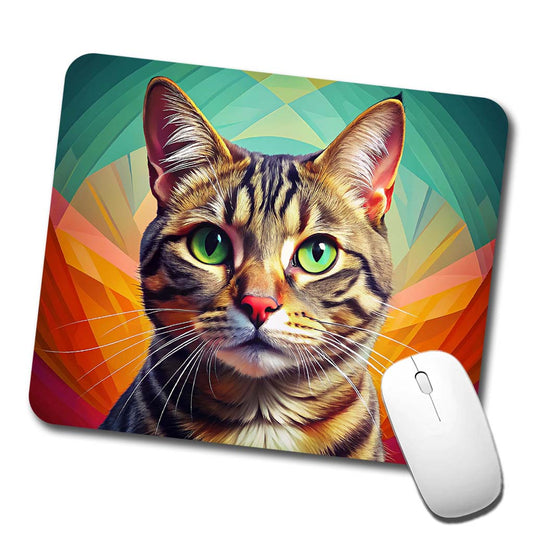Tabby Cat Pop Art Low Profile Mouse Pad Mat