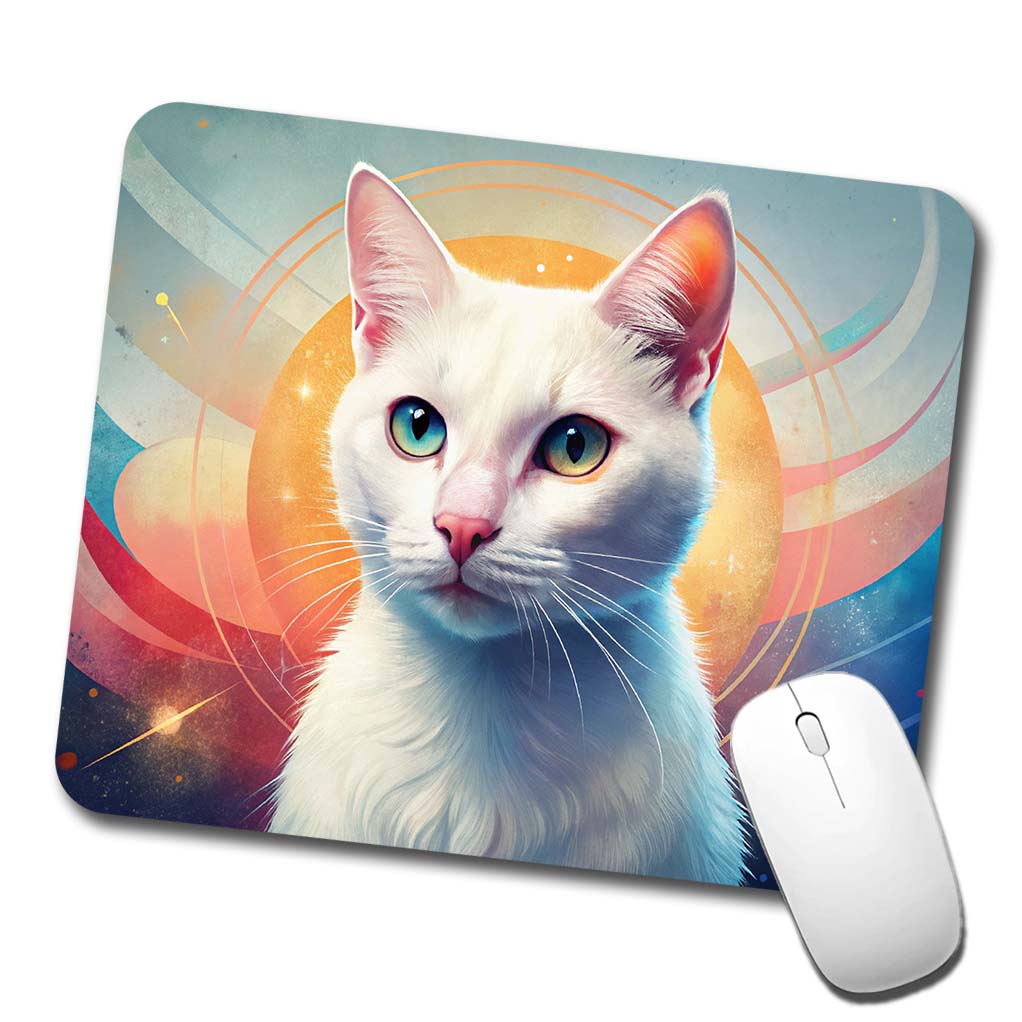 White Cat Contemporary Art Low Profile Mouse Pad Mat
