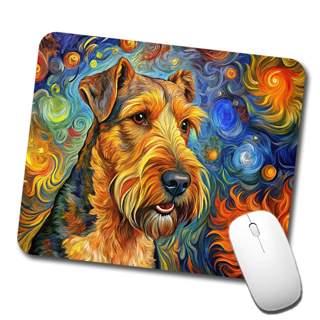 Airedale Terrier Dog Abstract Art Low Profile Mouse Pad Mat