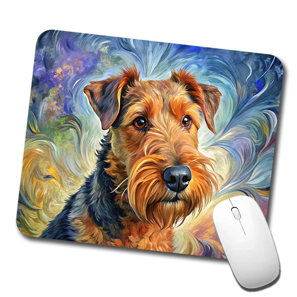 Airedale Terrier Dog Expressionism Art Low Profile Mouse Pad Mat