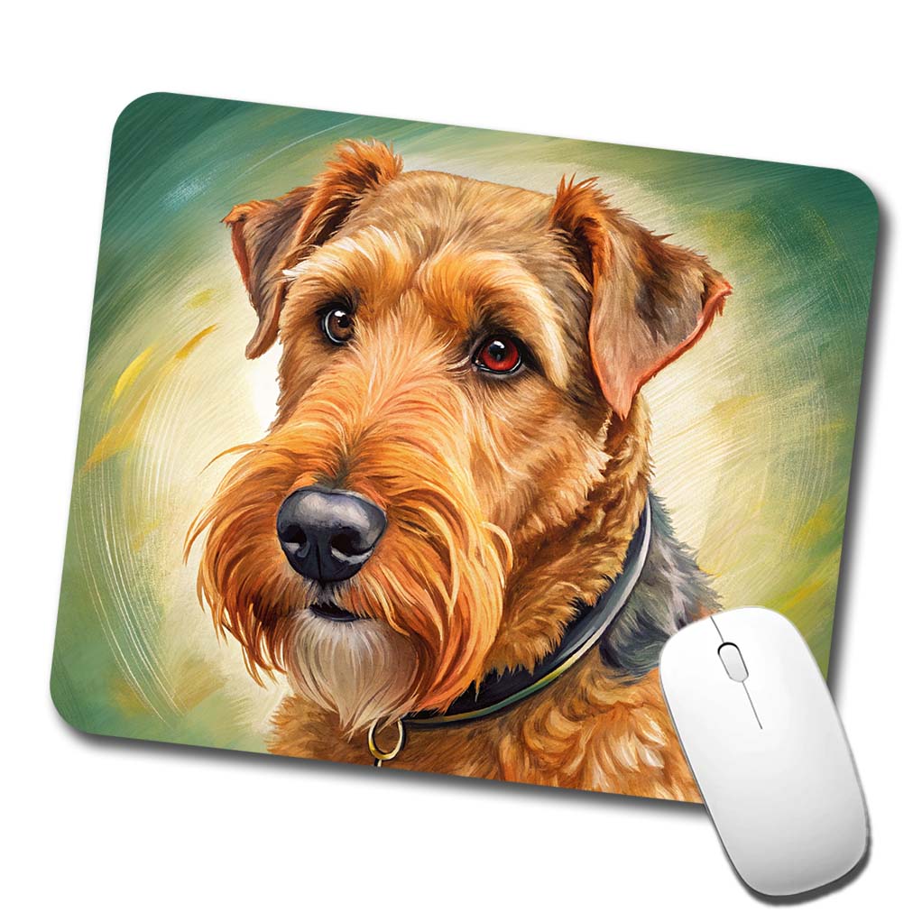 Airedale Terrier Dog Illustration Low Profile Mouse Pad Mat